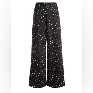 Alice + Olivia Black Polka Dot Wide-Leg Pants